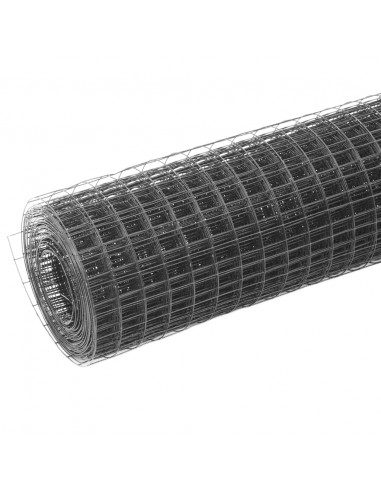 Recinzione in Rete per Pollaio in Acciaio e PVC 25x0,5 m Grigia