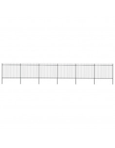 Recinzione da Giardino Punta a Lancia in Acciaio 10,2x1,5m Nera 2