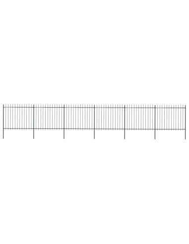 Recinzione da Giardino Punta a Lancia in Acciaio 10,2x1,5m Nera