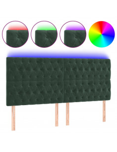 Testiera a LED Verde Scuro 200x7x118/128 cm in Velluto 2