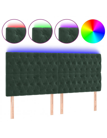 Testiera a LED Verde Scuro 200x7x118/128 cm in Velluto