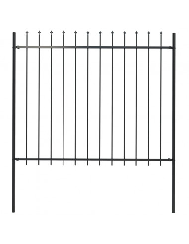 Recinzione Giardino con Punta a Lancia in Acciaio 1,7x1,5m Nera