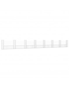 Cesto Gabbione a U con 8 Pali in Ferro 860x20x100 cm 2