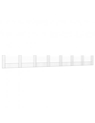 Cesto Gabbione a U con 8 Pali in Ferro 860x20x100 cm