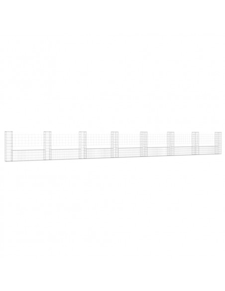 Cesto Gabbione a U con 8 Pali in Ferro 860x20x100 cm