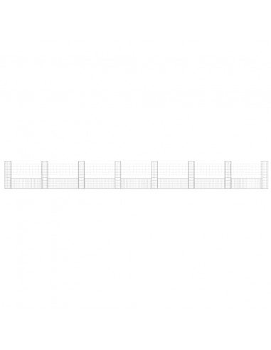 Cesto Gabbione a U con 8 Pali in Ferro 860x20x100 cm