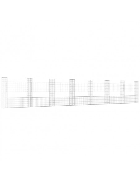 Gabbione a U con 8 Pali in Ferro 860x20x150 cm