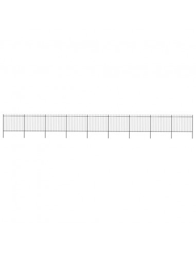 Recinzione Giardino Punta a Lancia in Acciaio 15,3x1,5m Nera