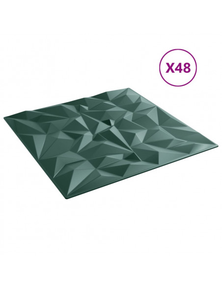 Pannelli Murali 48 pz Verdi 50x50 cm XPS 12 m² Ametista