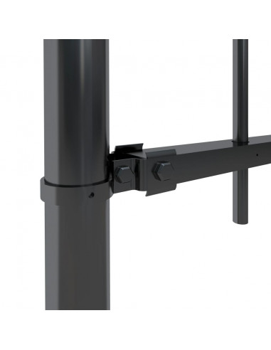 Recinzione da Giardino con Punta Tonda in Acciaio 5,1x1,2m Nera
