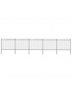 Recinzione Giardino con Punta a Lancia in Acciaio 8,5x1,5 m Nera 2