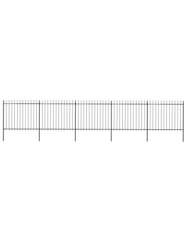 Recinzione Giardino con Punta a Lancia in Acciaio 8,5x1,5 m Nera