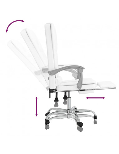 Poltrona da Ufficio Massaggiante Reclinabile Bianca Similpelle