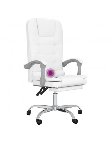 Poltrona da Ufficio Massaggiante Reclinabile Bianca Similpelle