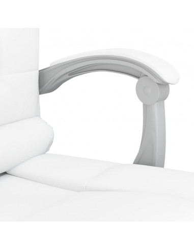 Poltrona da Ufficio Massaggiante Reclinabile Bianca Similpelle