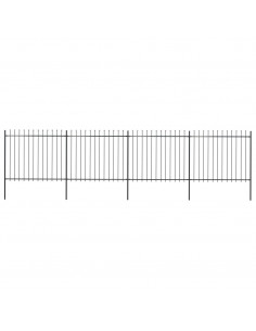 Recinzione Giardino con Punta a Lancia in Acciaio 6,8x1,5m Nera 2