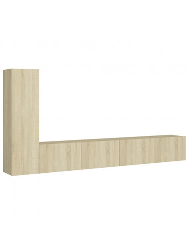 Set di Mobili Porta TV 3 pz Rovere Sonoma in Legno Multistrato