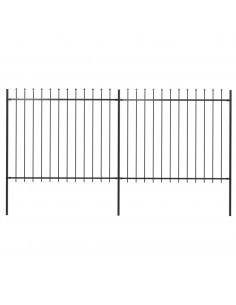 Recinzione Giardino con Punta a Lancia in Acciaio 3,4x1,5 m Nera 2
