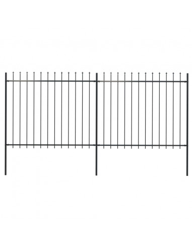 Recinzione Giardino con Punta a Lancia in Acciaio 3,4x1,5 m Nera