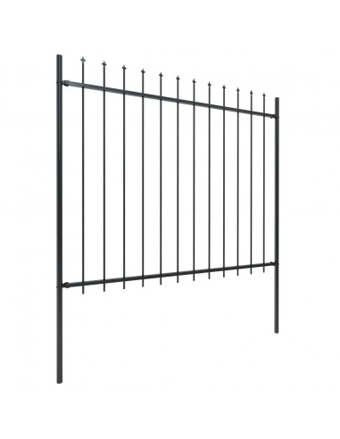 Recinzione Giardino con Punta a Lancia in Acciaio 3,4x1,5 m Nera