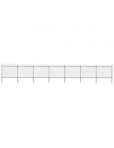 Recinzione Giardino con Punta a Lancia Acciaio 11,9x1,5m Nera