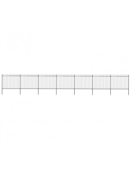 Recinzione Giardino con Punta a Lancia Acciaio 11,9x1,5m Nera