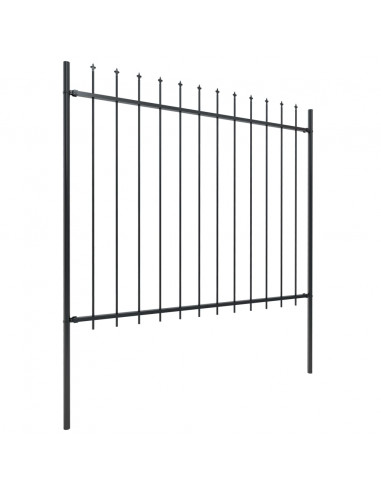 Recinzione Giardino con Punta a Lancia Acciaio 11,9x1,5m Nera