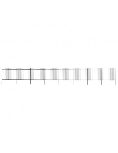 Recinzione da Giardino Punta a Lancia Acciaio 13,6x1,5m Nera