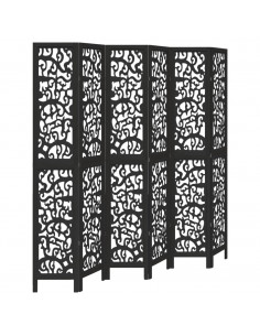 Divisorio Ambienti 6 Pannelli Nero Legno Massello di Paulownia 2