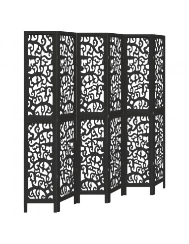Divisorio Ambienti 6 Pannelli Nero Legno Massello di Paulownia