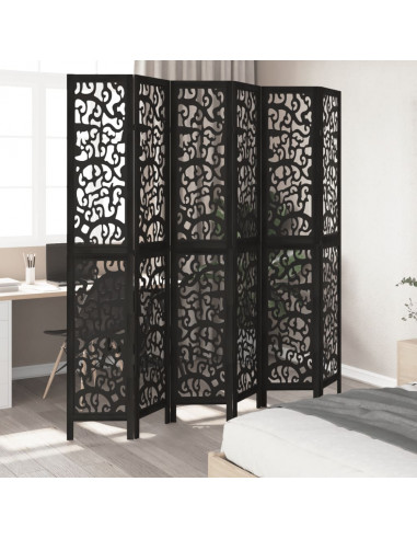 Divisorio Ambienti 6 Pannelli Nero Legno Massello di Paulownia