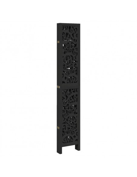 Divisorio Ambienti 6 Pannelli Nero Legno Massello di Paulownia