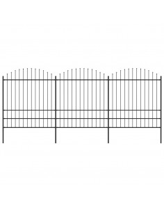 Recinzione Giardino Punta a Lancia (1,75-2)x5,1m Acciaio Nera 2