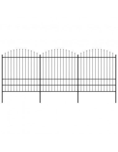 Recinzione Giardino Punta a Lancia (1,75-2)x5,1m Acciaio Nera