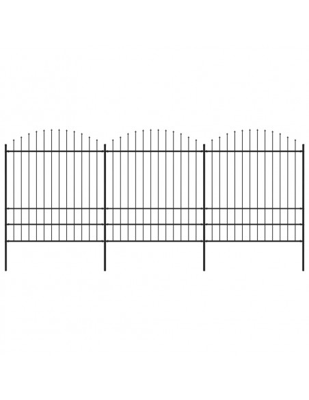 Recinzione Giardino Punta a Lancia (1,75-2)x5,1m Acciaio Nera
