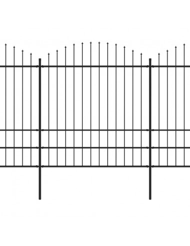 Recinzione Giardino Punta a Lancia (1,75-2)x5,1m Acciaio Nera