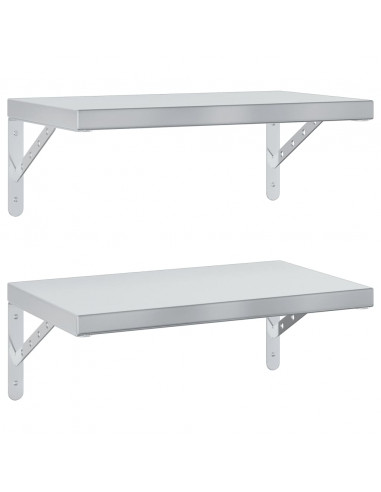 Mensole a Muro 2 pz 50x30 cm Argento in Acciaio Inossidabile