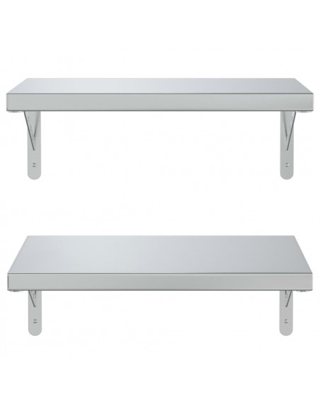 Mensole a Muro 2 pz 50x30 cm Argento in Acciaio Inossidabile