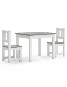 Set Tavolo e Sedie per Bambini 3 Pezzi Bianco e Grigio in MDF 2