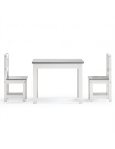 Set Tavolo e Sedie per Bambini 3 Pezzi Bianco e Grigio in MDF
