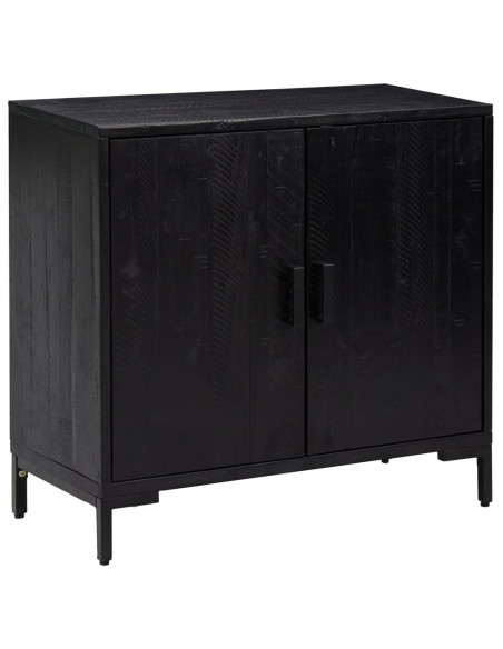 Credenza Nera 75x35x70 cm in Legno Massello di Pino