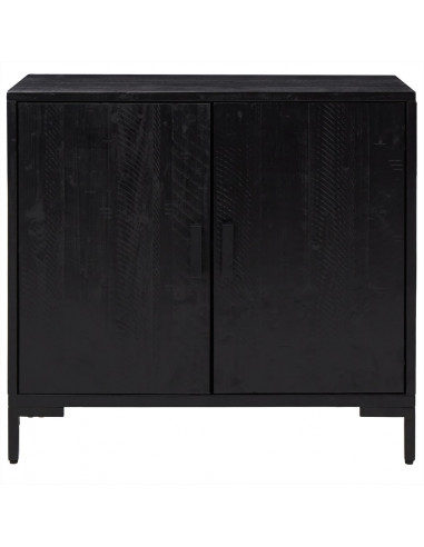 Credenza Nera 75x35x70 cm in Legno Massello di Pino