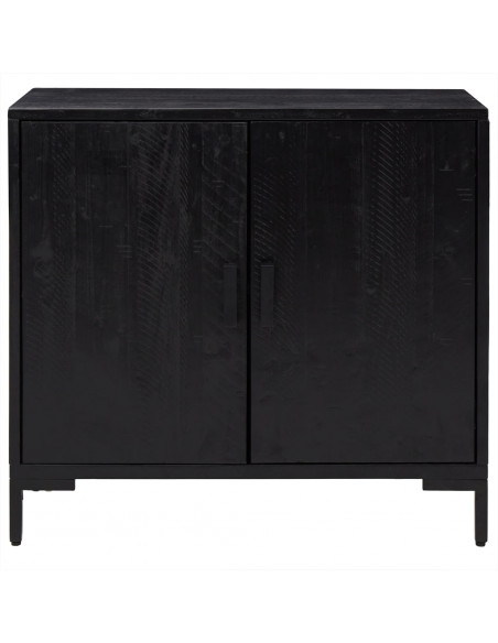 Credenza Nera 75x35x70 cm in Legno Massello di Pino