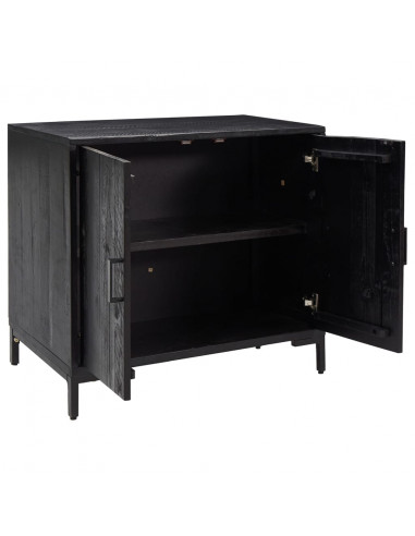 Credenza Nera 75x35x70 cm in Legno Massello di Pino