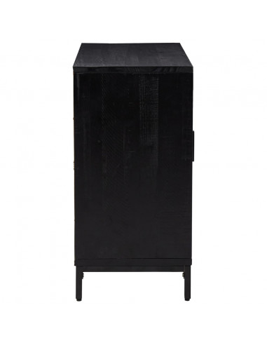 Credenza Nera 75x35x70 cm in Legno Massello di Pino