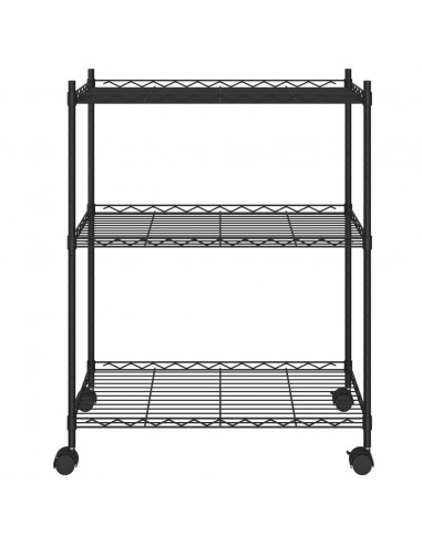 Scaffale a 3 Livelli con Ruote 60x35x81 cm Nero 150 kg