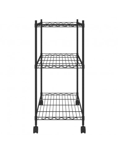 Scaffale a 3 Livelli con Ruote 60x35x81 cm Nero 150 kg