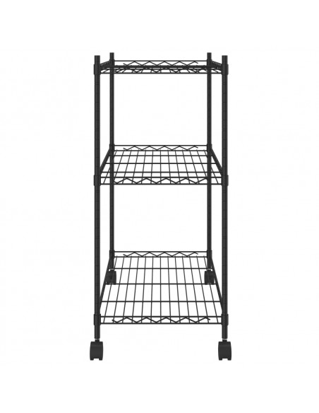 Scaffale a 3 Livelli con Ruote 60x35x81 cm Nero 150 kg