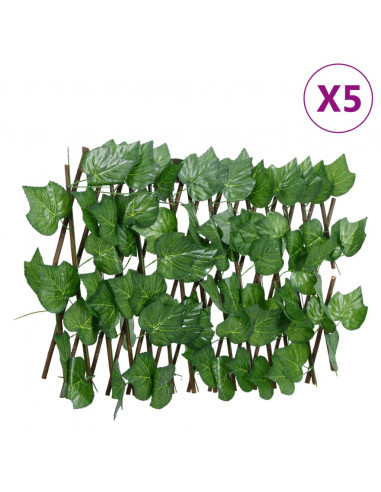 Traliccio Foglie Vite Artificiale Espandibile Verde5pz 180x20cm