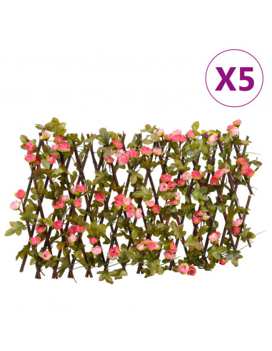 Traliccio Edera Artificiale Espandibile 5pz Rosa Scuro 180x20cm